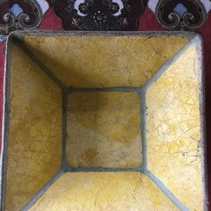 Deep square yellow trinket jewelry dish